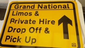 A road sign at the Grand National