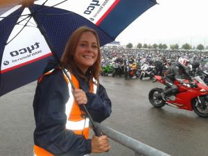 A marhsal with an umbrella