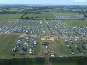 An aerial photo of car parking facilities