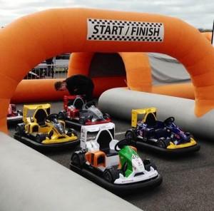 Go Karts lined up at the start line