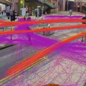 A view of the paths mapped by the scanning device.