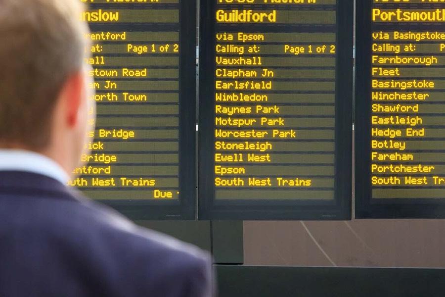 Railway station information board