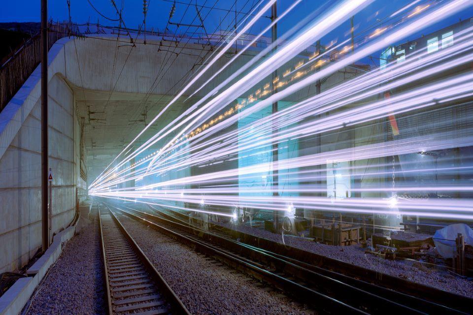 light trail of a train