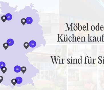 Karte mit Möbelhäusern und Küchenstudios - Verteilung.