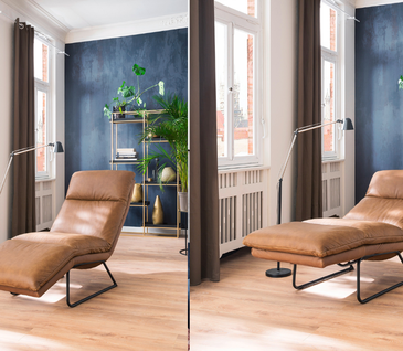 Bequeme Relaxliege in cognacfarbenen Leder