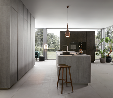 Ihr Küchentraum wird wahr - bei Homepoet! Küche mit Fronten in Beton-Optik.