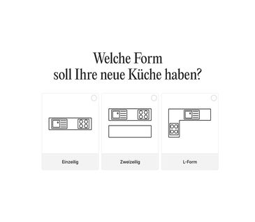 Übersicht zum Ablauf der Küchenplanung mit Auswahl der Küchenformen.