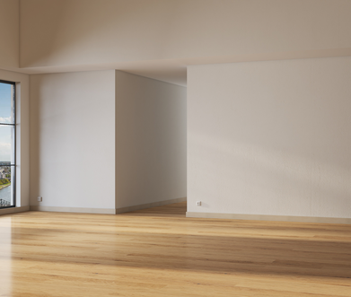 Ansicht: leerer Raum Wohnzimmer mit großem Fenster.