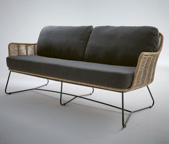 Gepolsterte Gartenbank mit bequemen Polstern in Anthrazit.