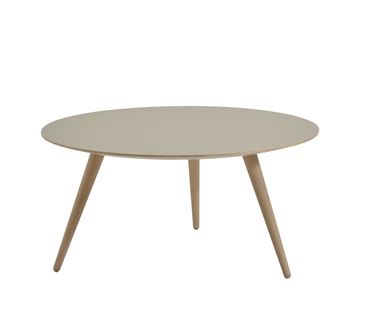 Runder Beistelltisch mit schrägen Holzfüßen