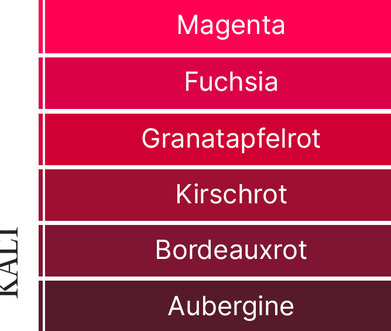 Kühles Rot in all seinen Facetten. Welche gefällt Ihnen am besten? Farbpalette kalter Rot-Töne