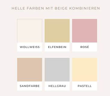 Farbpalette mit hellen Farben, die mit Beige kombiniert werden können.