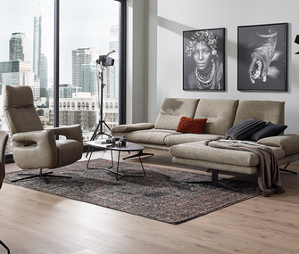 Wohnzimmer mit Sessel und Ecksofa Lucero von Global Select