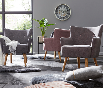 Sessel Baldwin in grau und rosa von Lebensart