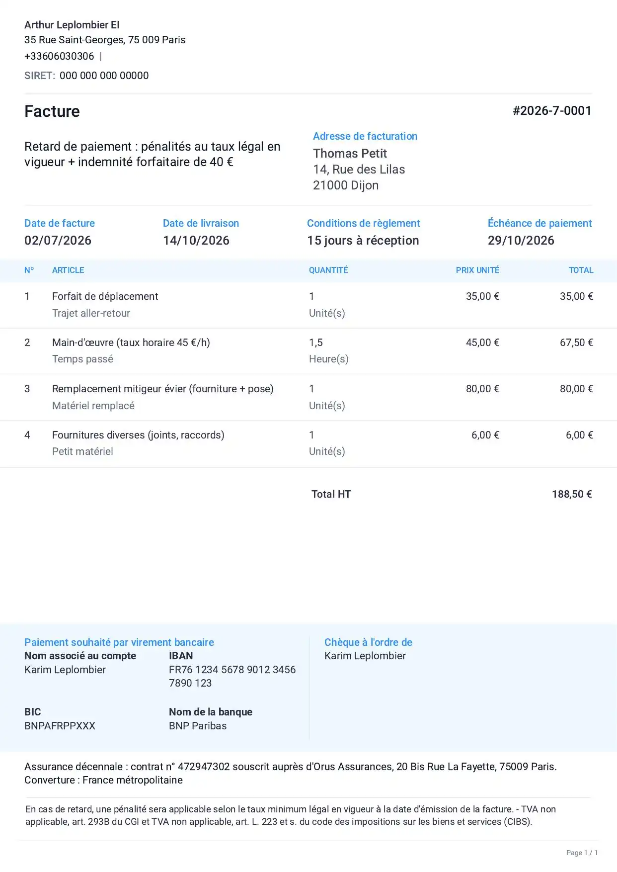 Facture-Plombier-Auto-Entrepreneur