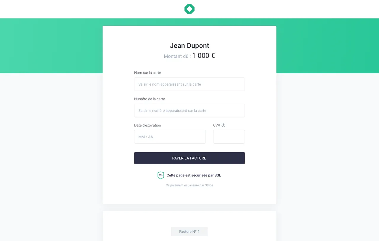 Fenêtre de paiement en ligne