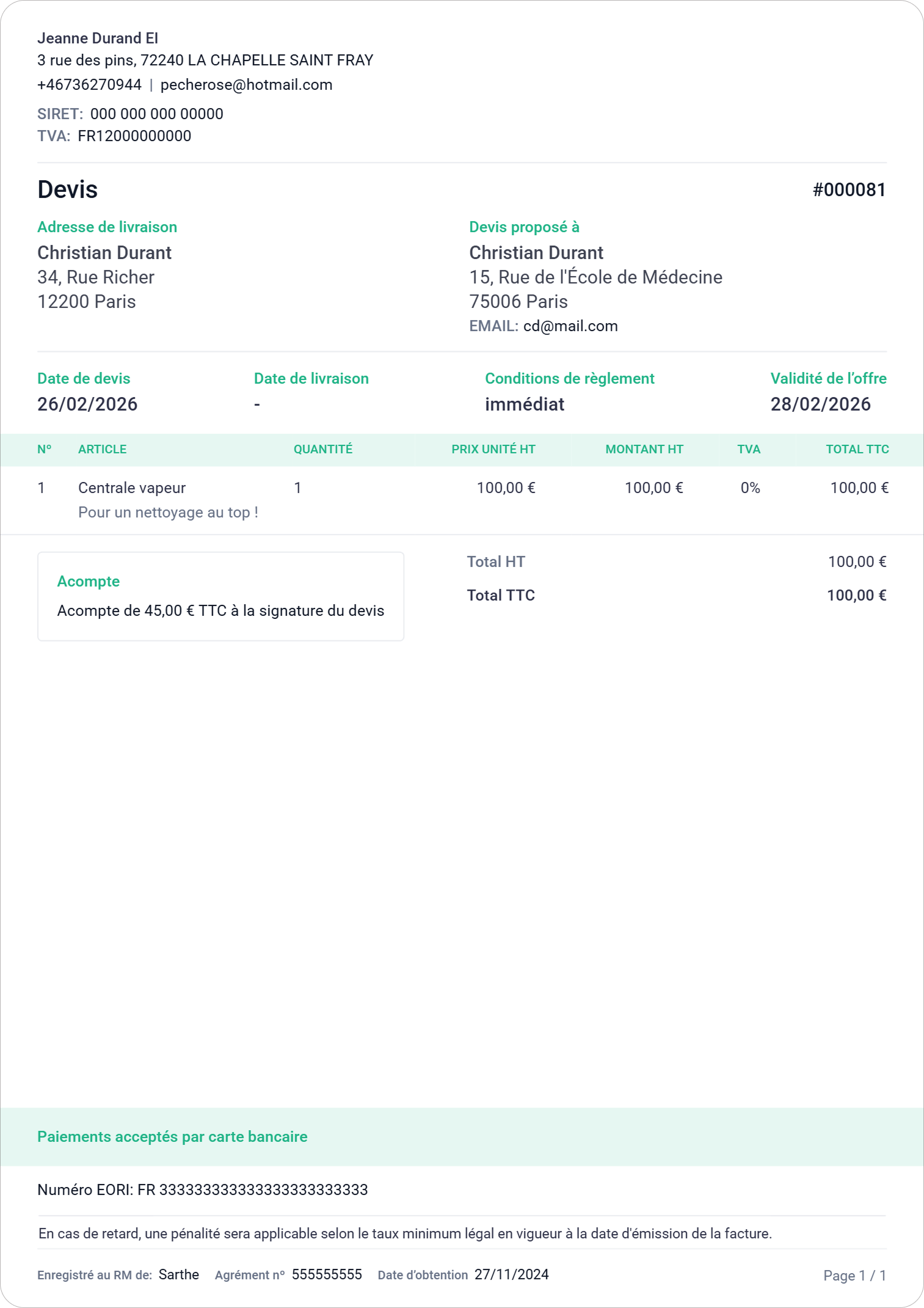 modèle devis auto-entrepreneur