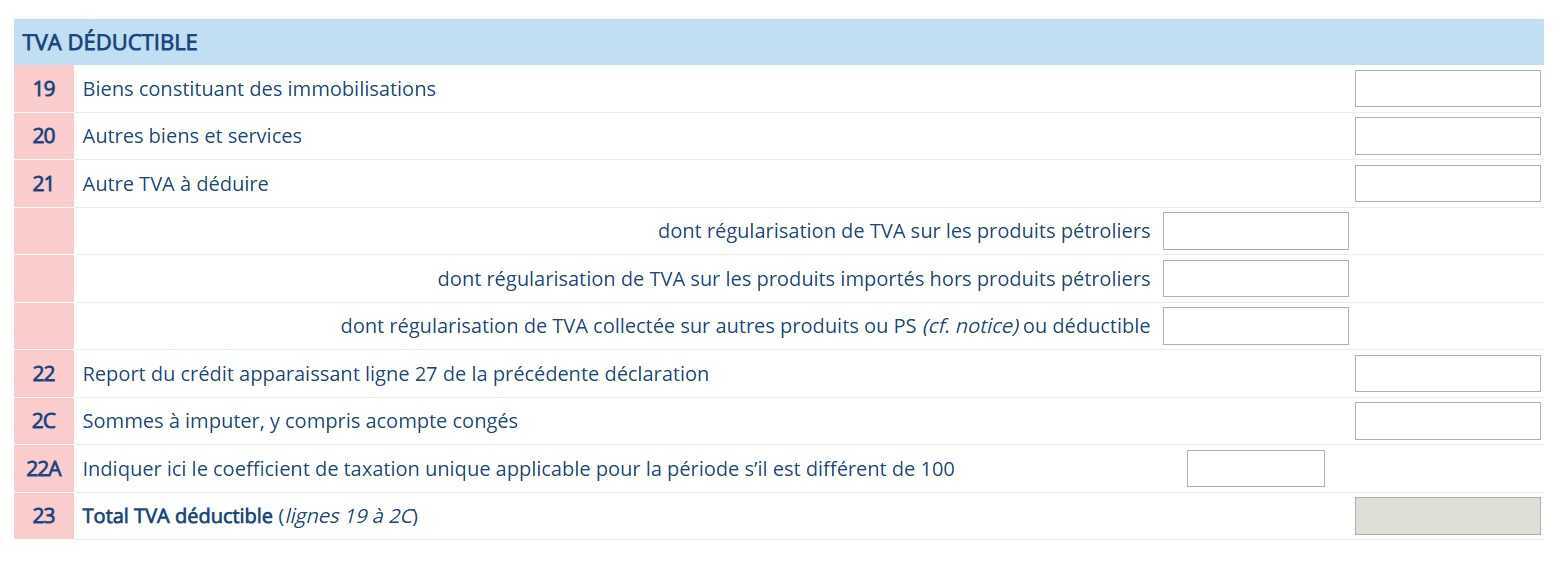 Déclaration de TVA 3 Déclaration de TVA : TVA déductible