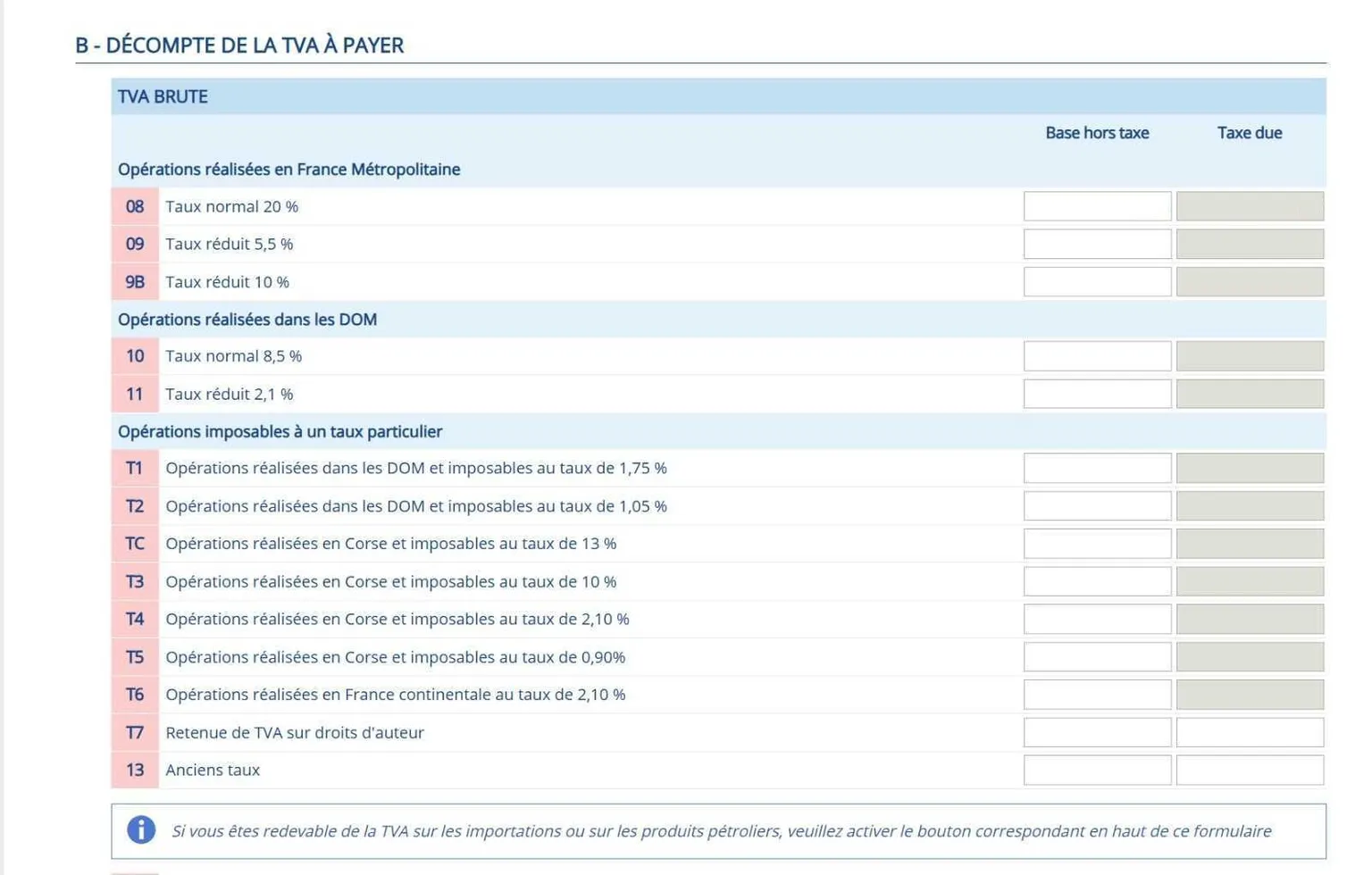 Déclaration de TVA : décompte de la TVA à payer