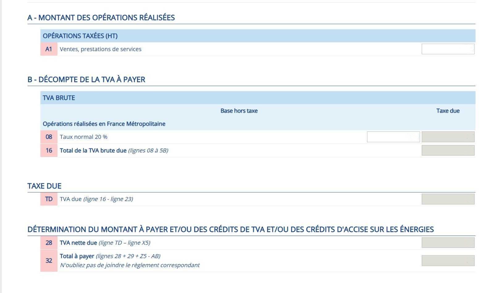 Déclaration de TVA 4 Déclaration de TVA : montant à payer