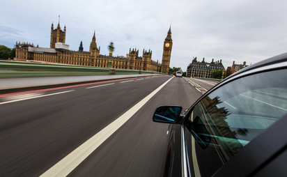 Car driving through london