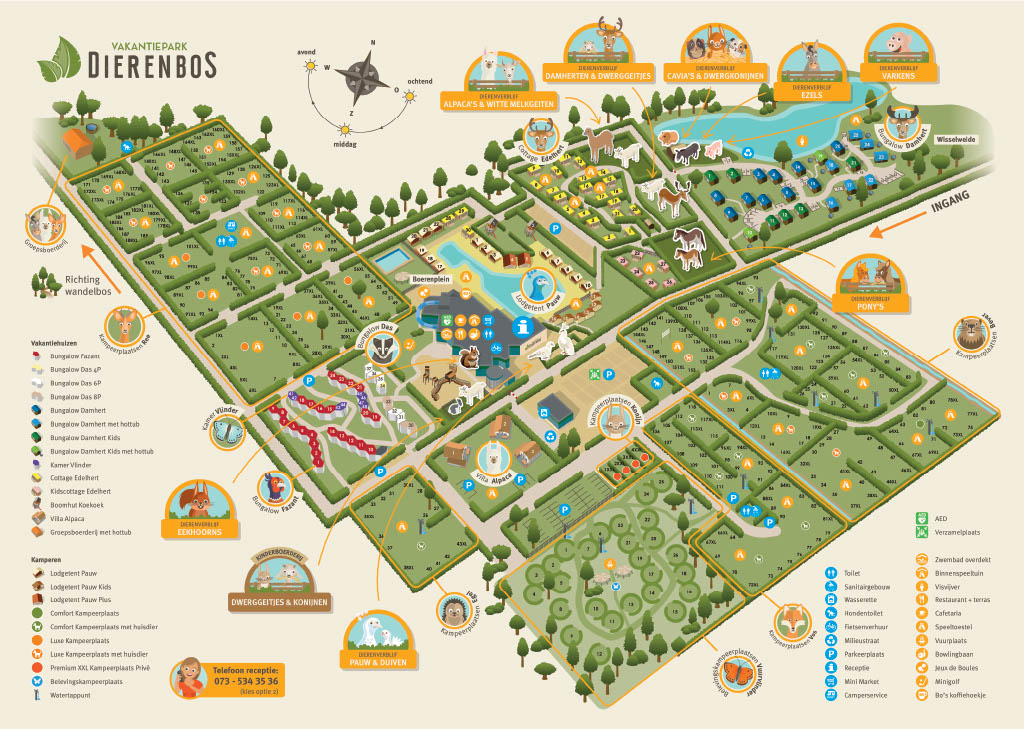 De plattegrond van Vakantiepark Dierenbos.