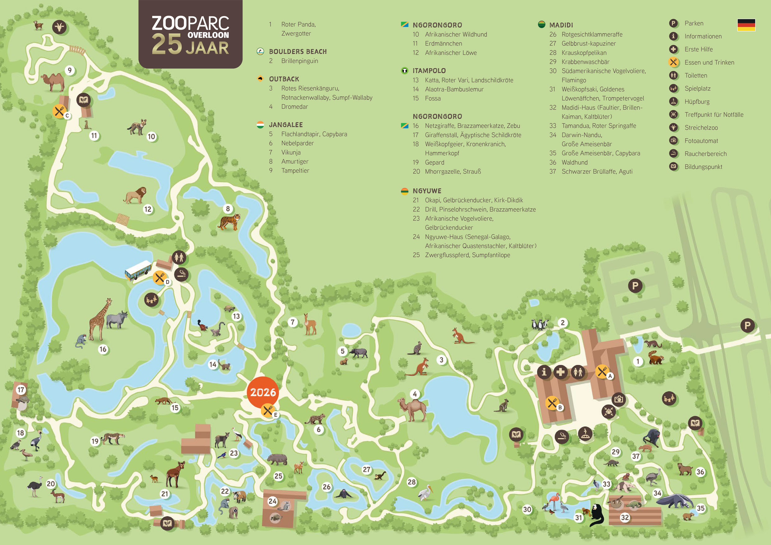 De duitse plattegrond van ZooParc Overloon