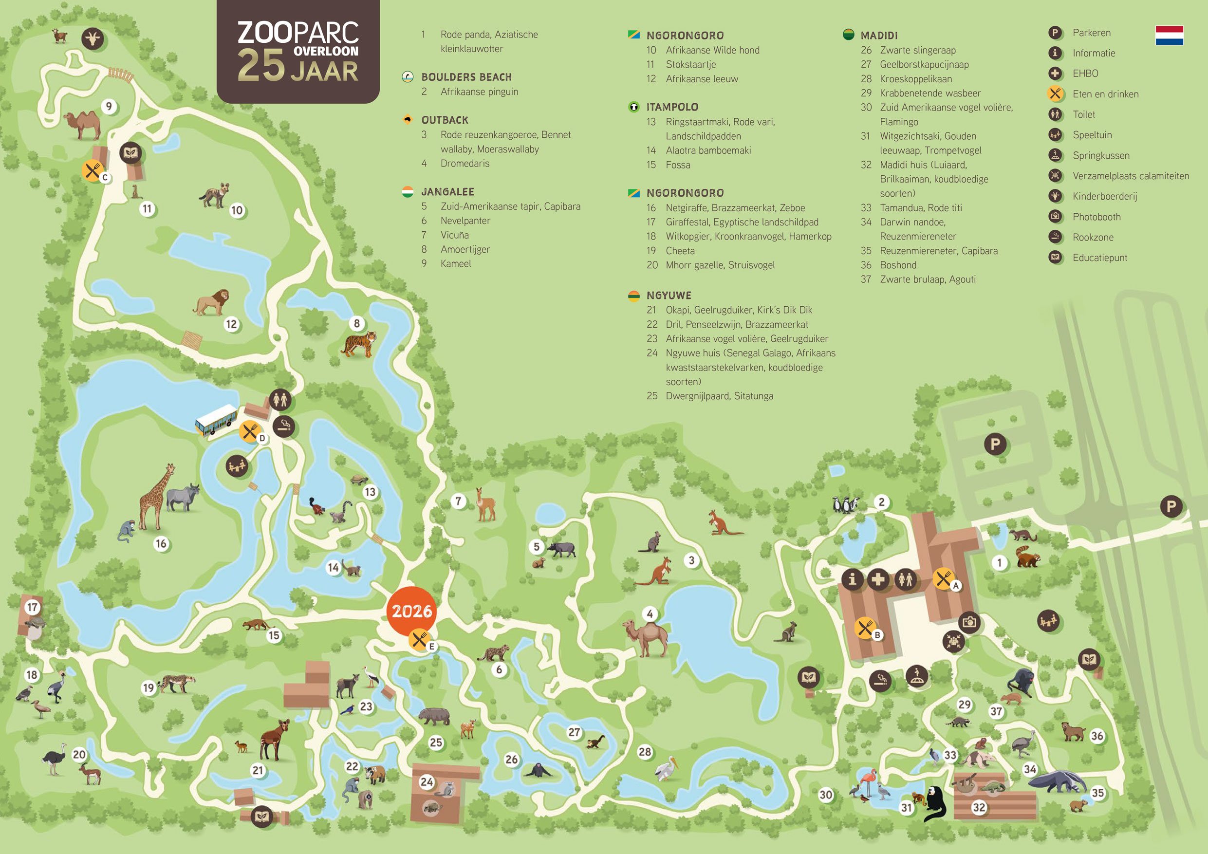 De Nederlandse plattegrond van ZooParc Overloon