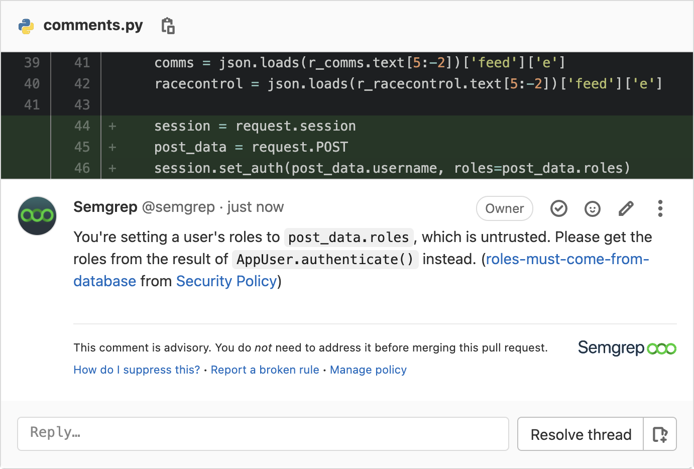 Get results in GitLab MR discussions