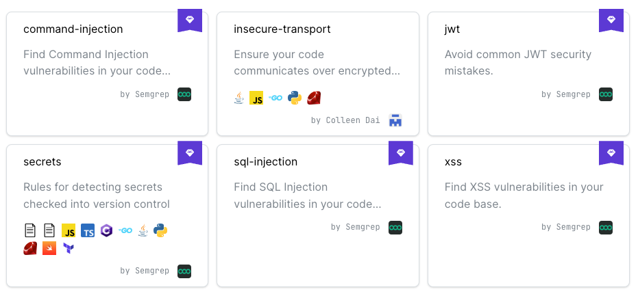 Semgrep Registry thumbnails