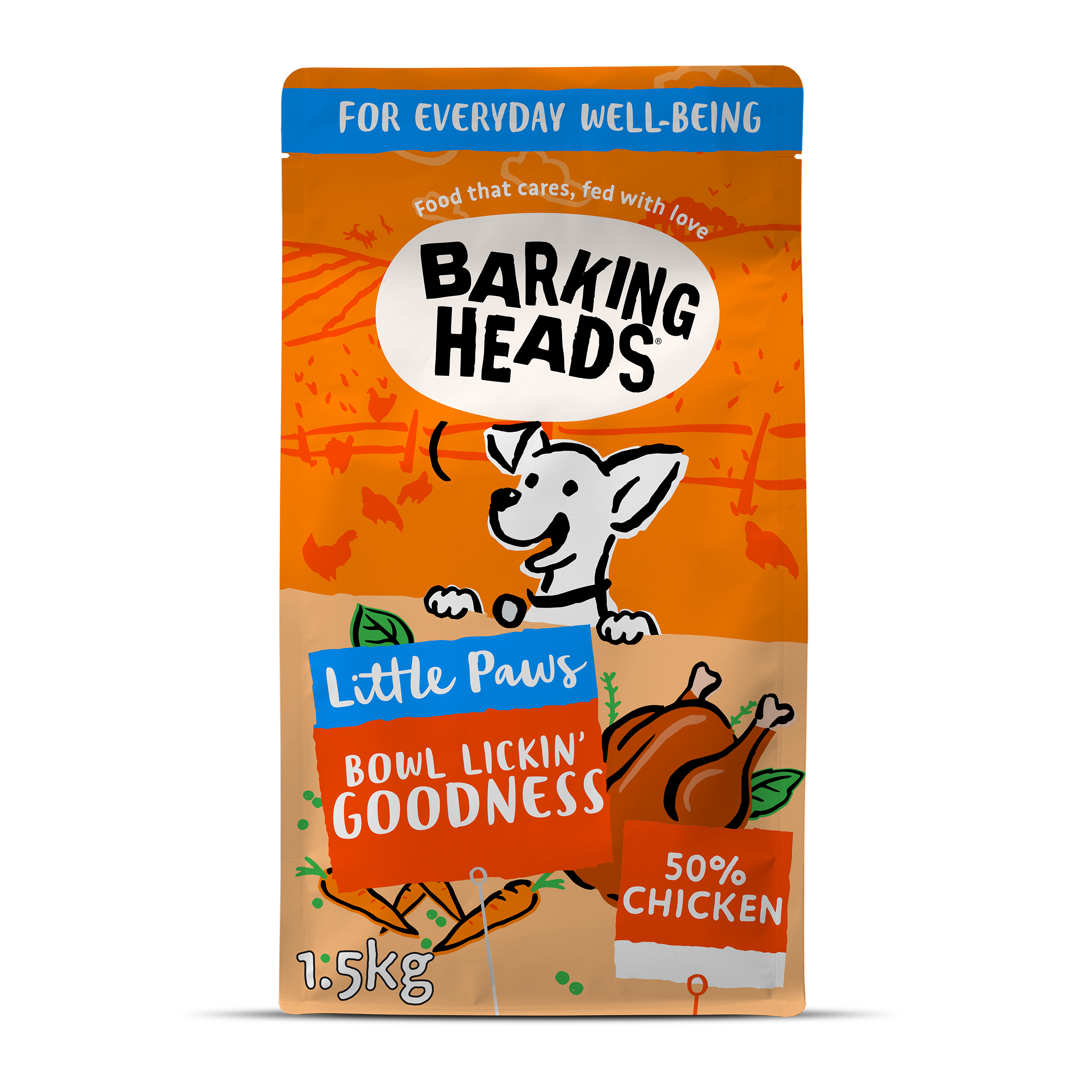 Barking Heads Barking Heads Little Paws Bowl Lickin Goodness Chicken Adult Dry Dog Food pet food packaging
