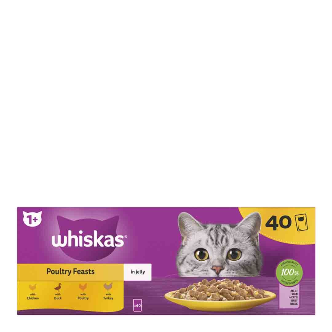 Whiskas Poultry Feasts in Jelly 1+ Adult Wet Cat Food Pouches