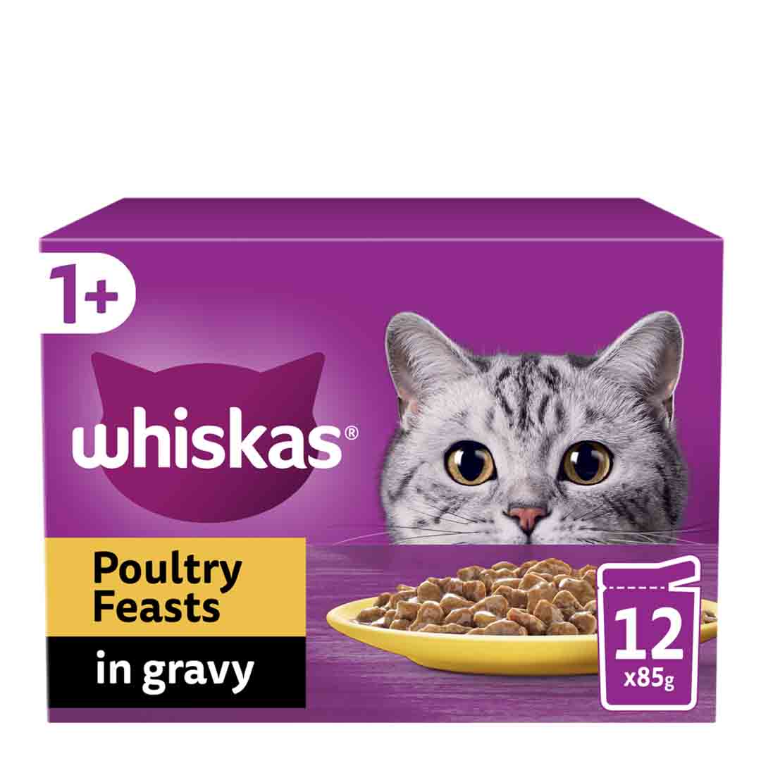 Whiskas Poultry Feasts in Gravy 1+ Adult Wet Cat Food Pouches