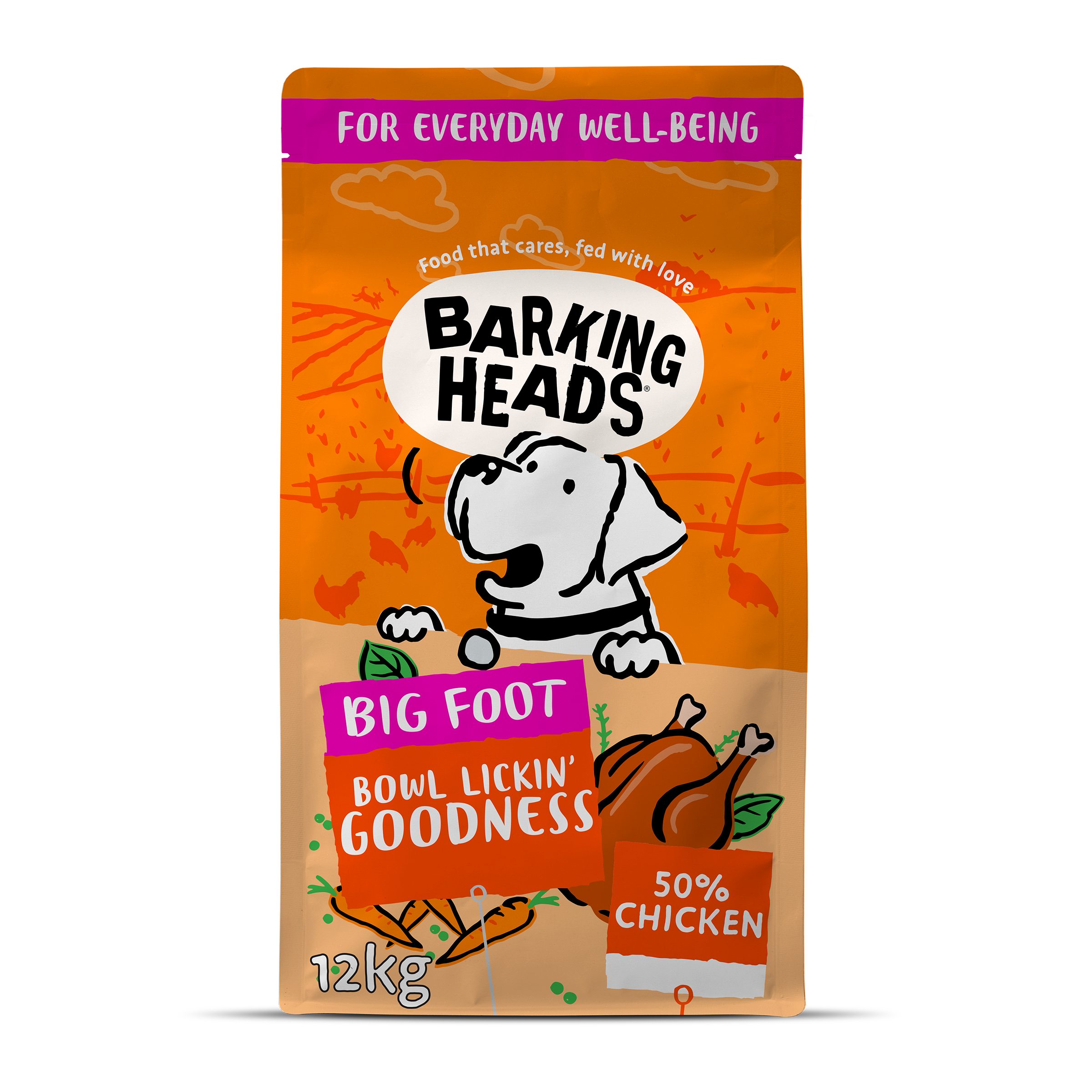 Barking Heads Barking Heads Bowl Lickin Chicken Trout Adult Dry Dog Food pet food packaging