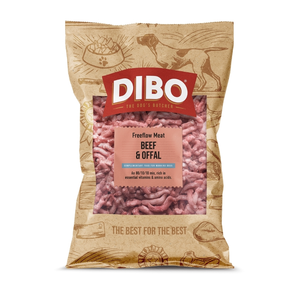 Jollyes Brand Jollyes Brand Dibo Flow 38 Offal Raw Beef Adult Dry Dog Food pet food packaging