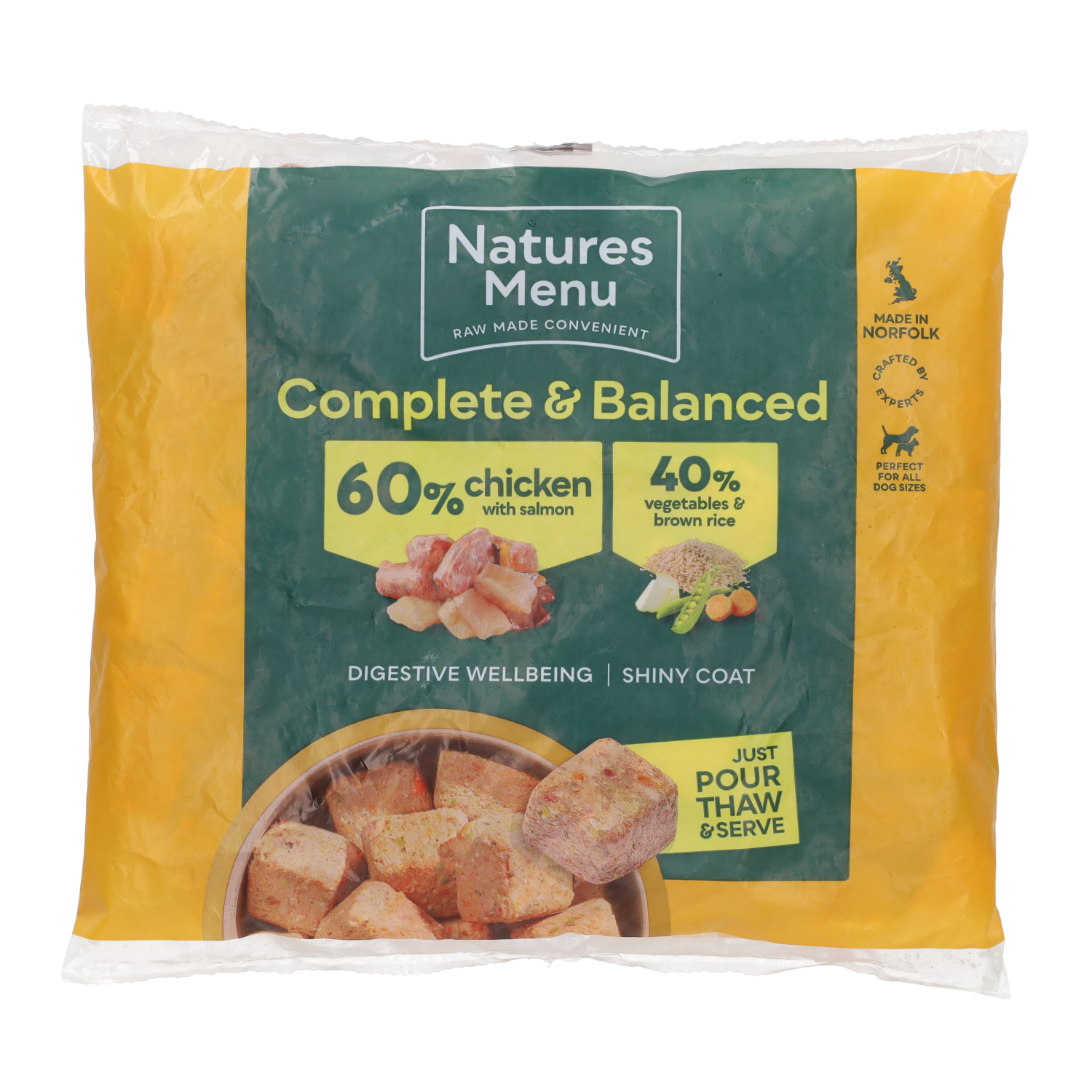 Natures menu Natures Menu Frozen Nuggets Raw Chicken Salmon Adult Dry Dog Food pet food packaging