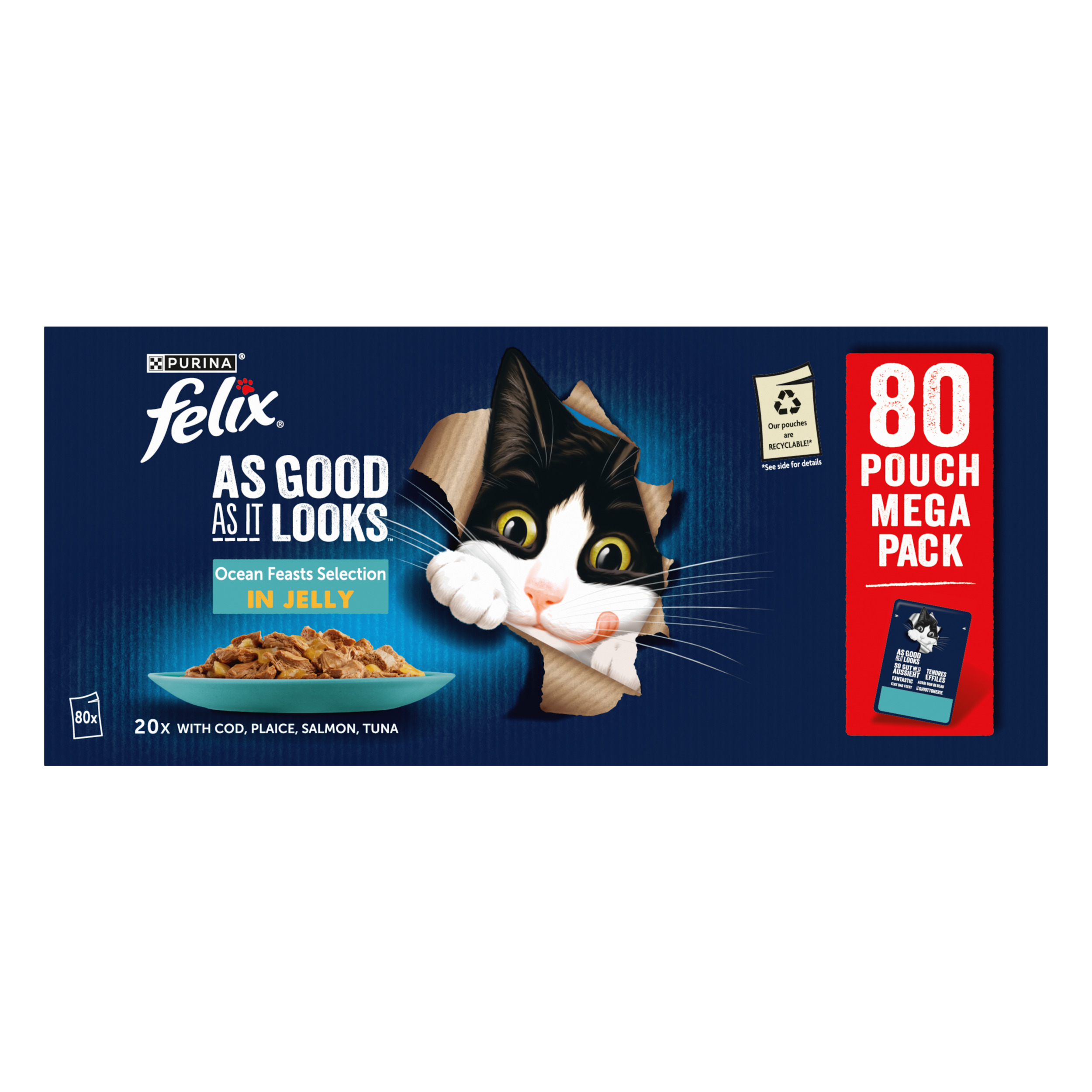 Felix Felix Agail Ocean Feasts Senior Wet Cat Food pet food packaging