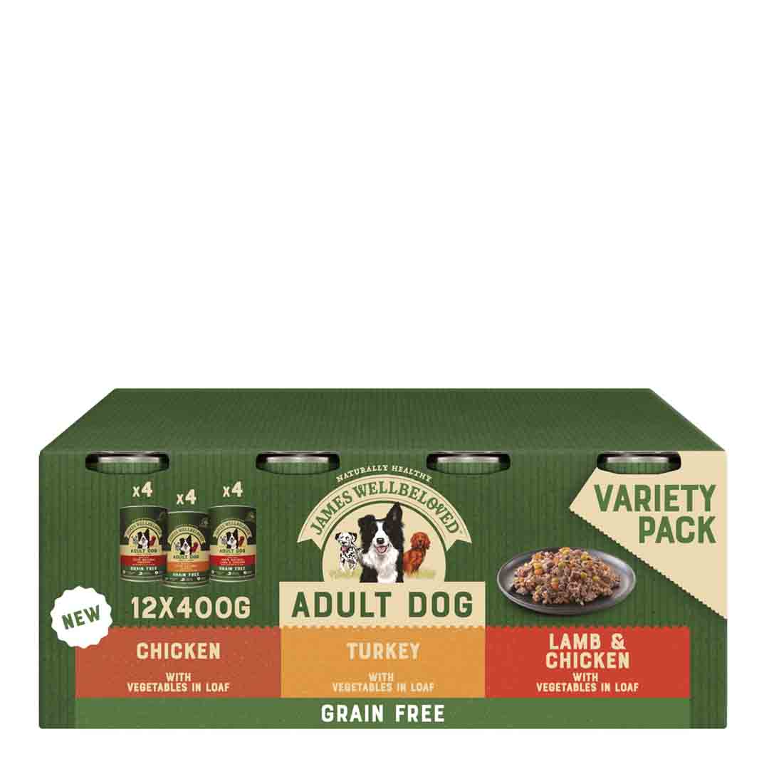 James Wellbeloved Grain Free Variety Pack Dog Food 12x400g Wet Dog Food