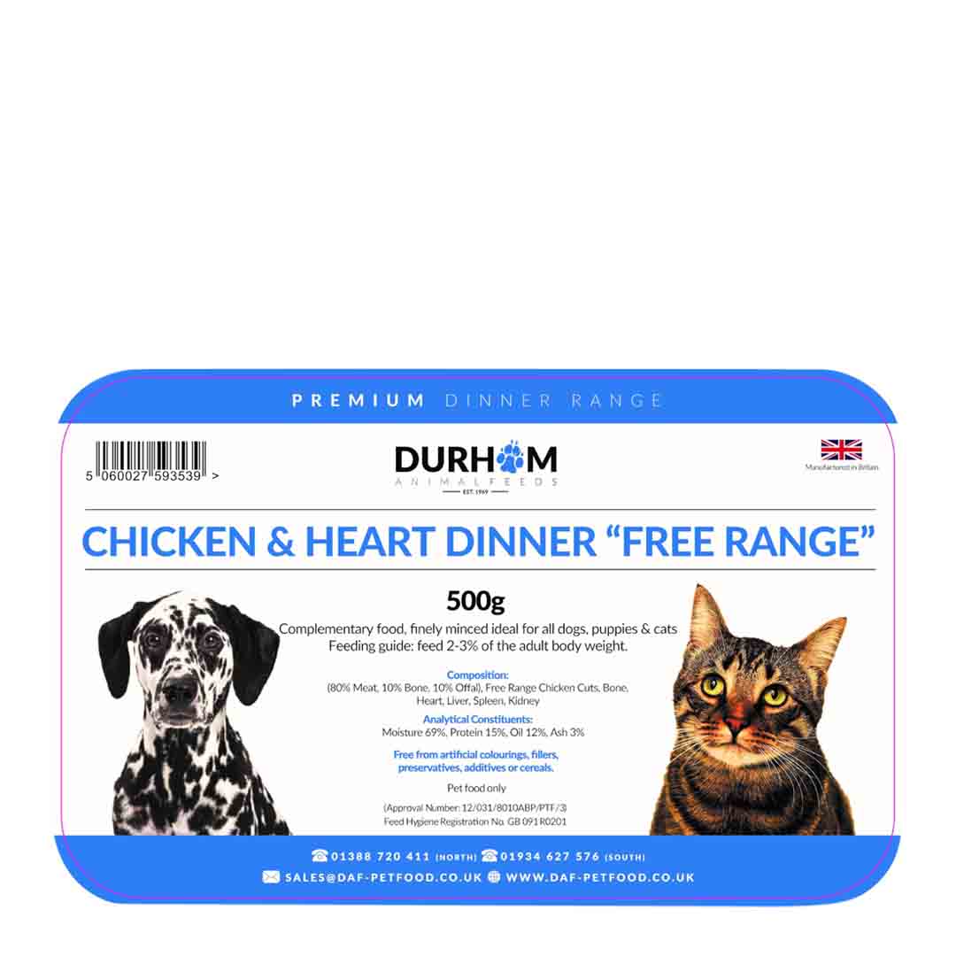 Durham Durham 38 Heart Dinner Range Chicken Adult Dry Dog Food pet food packaging