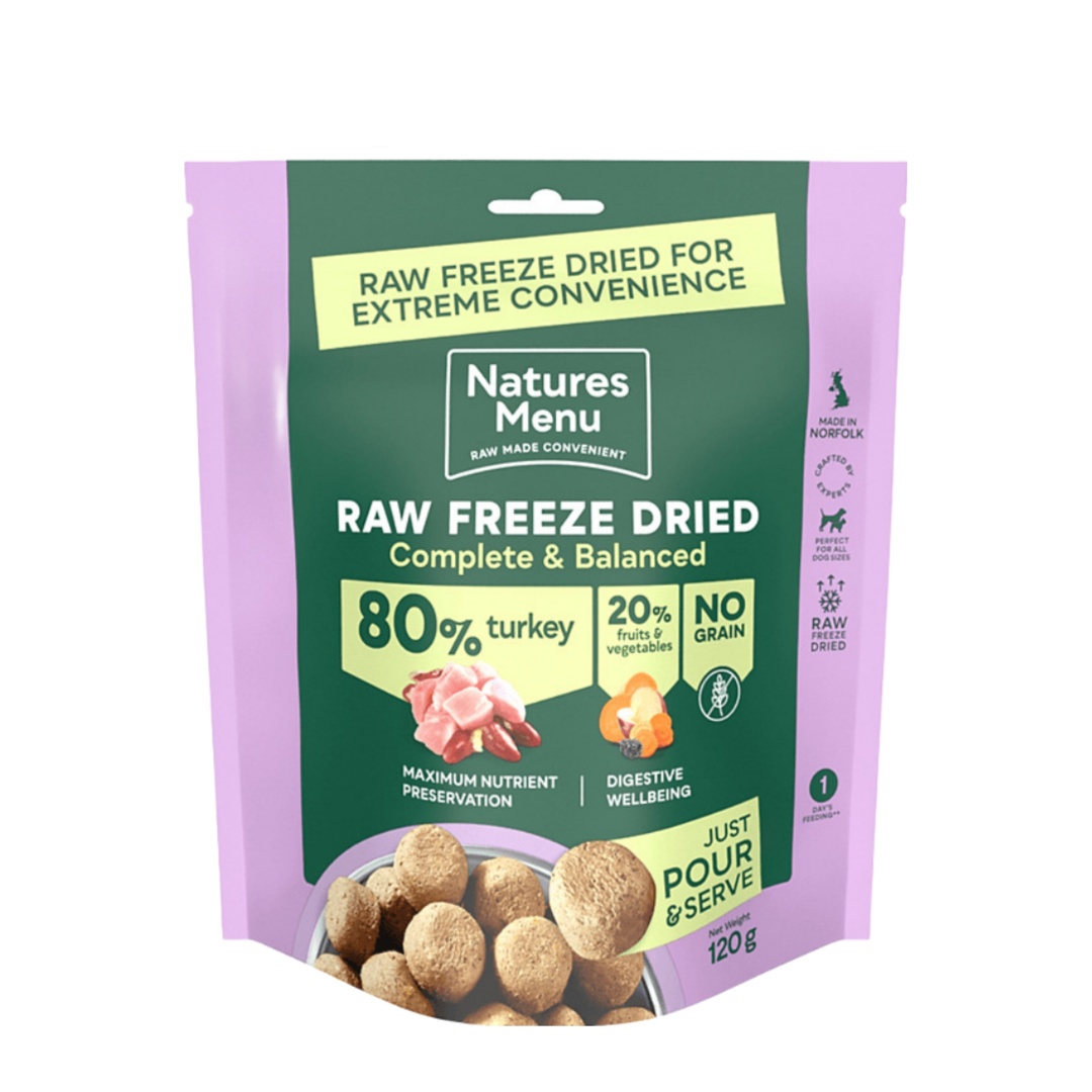 Natures menu Natures Menu Freeze Dried Raw Turkey Adult Dry Dog Food pet food packaging
