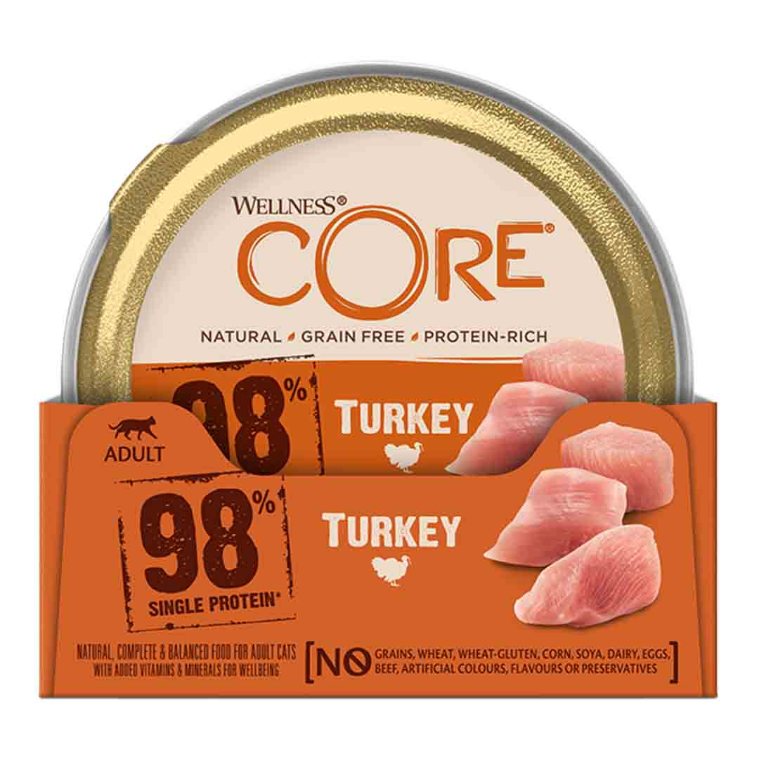 Wellness Core Wellness Core 98 Single Protein Turkey Adult Wet Cat Food pet food packaging