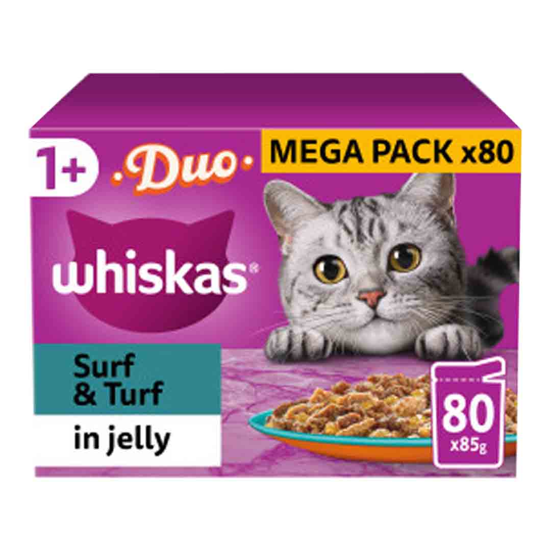 Whiskas Whiskas Duo Surf 38 Turf Adult Wet Cat Food pet food packaging