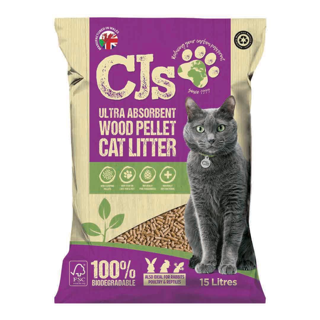 CJ's Premium Cat Litter, Ultra Absorbant Wood Pellets, 15L Cat Litter