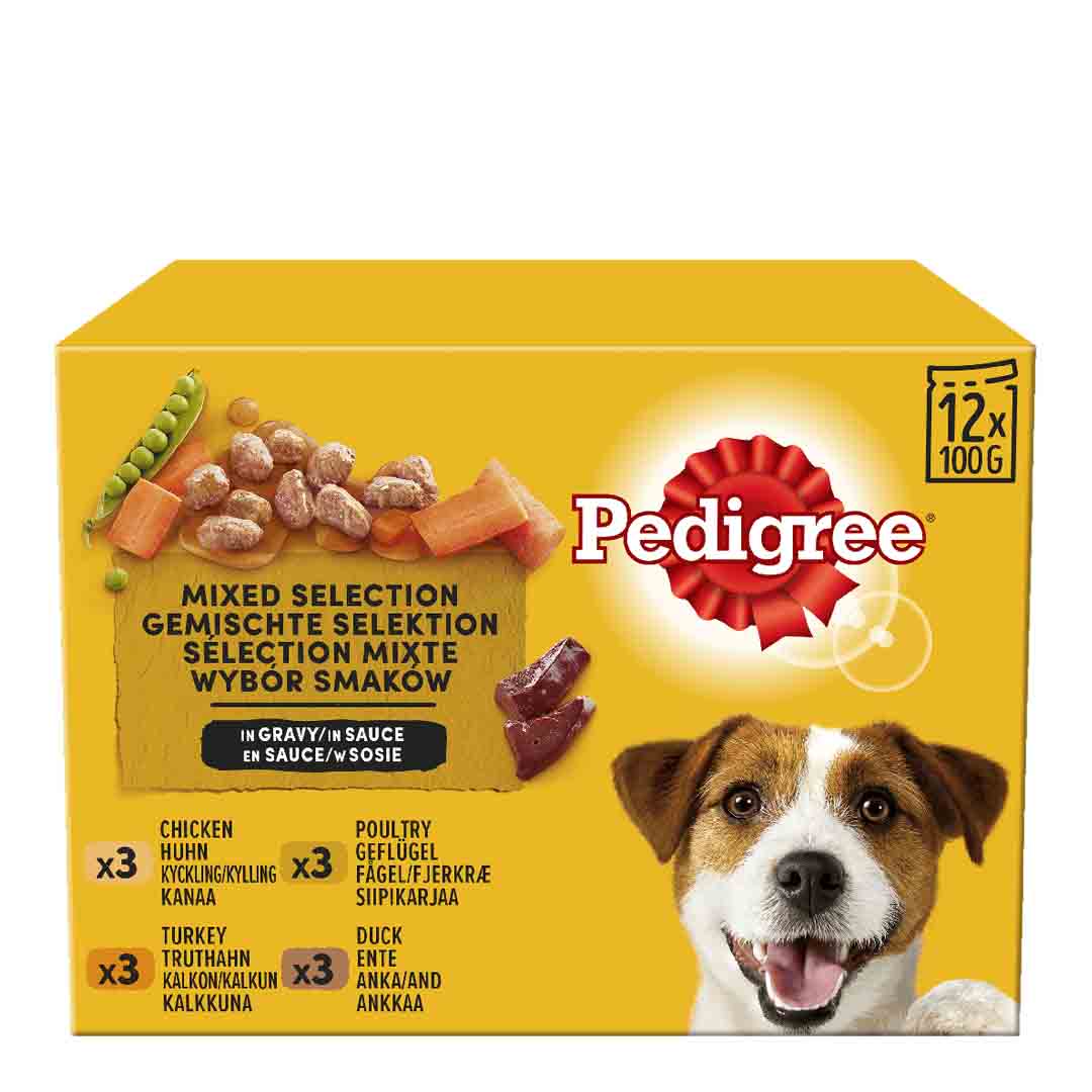 Pedigree Adult Wet Dog Food Pouches Mixed Selection in Gravy 12 x 100g