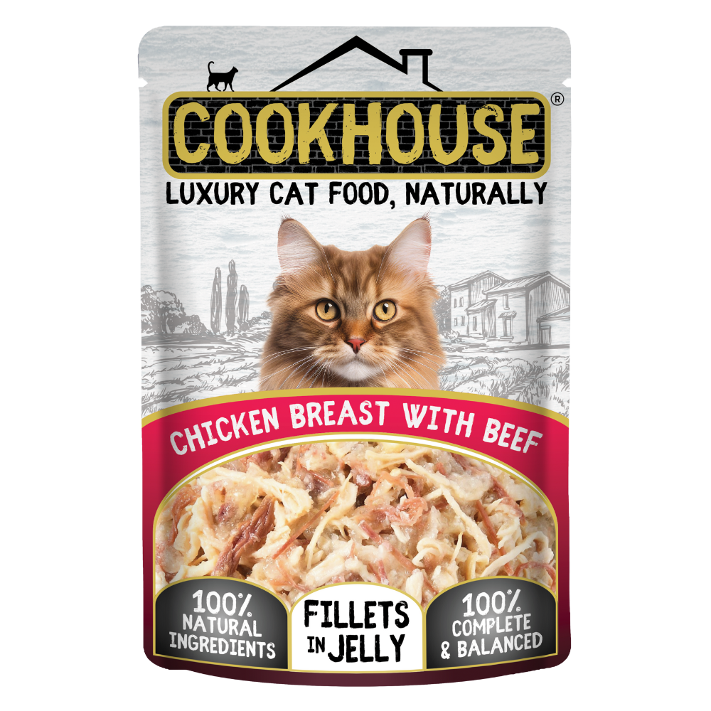 Cookhouse Cookhouse Fillets Breast Beef Chicken Adult Wet Cat Food pet food packaging