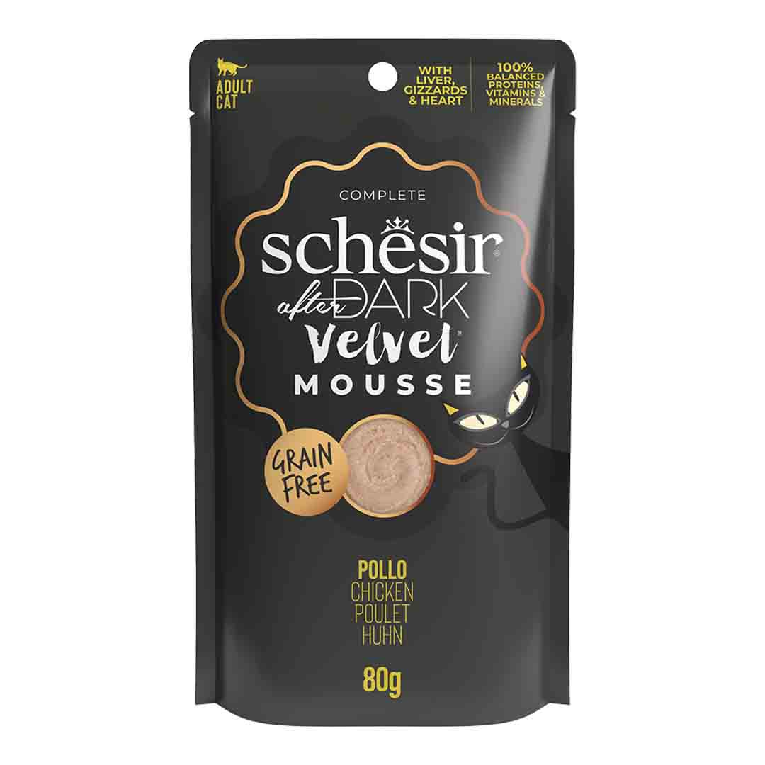 Jollyes Brand Jollyes Brand Schesir After Dark Mousse Chicken Adult Wet Cat Food pet food packaging