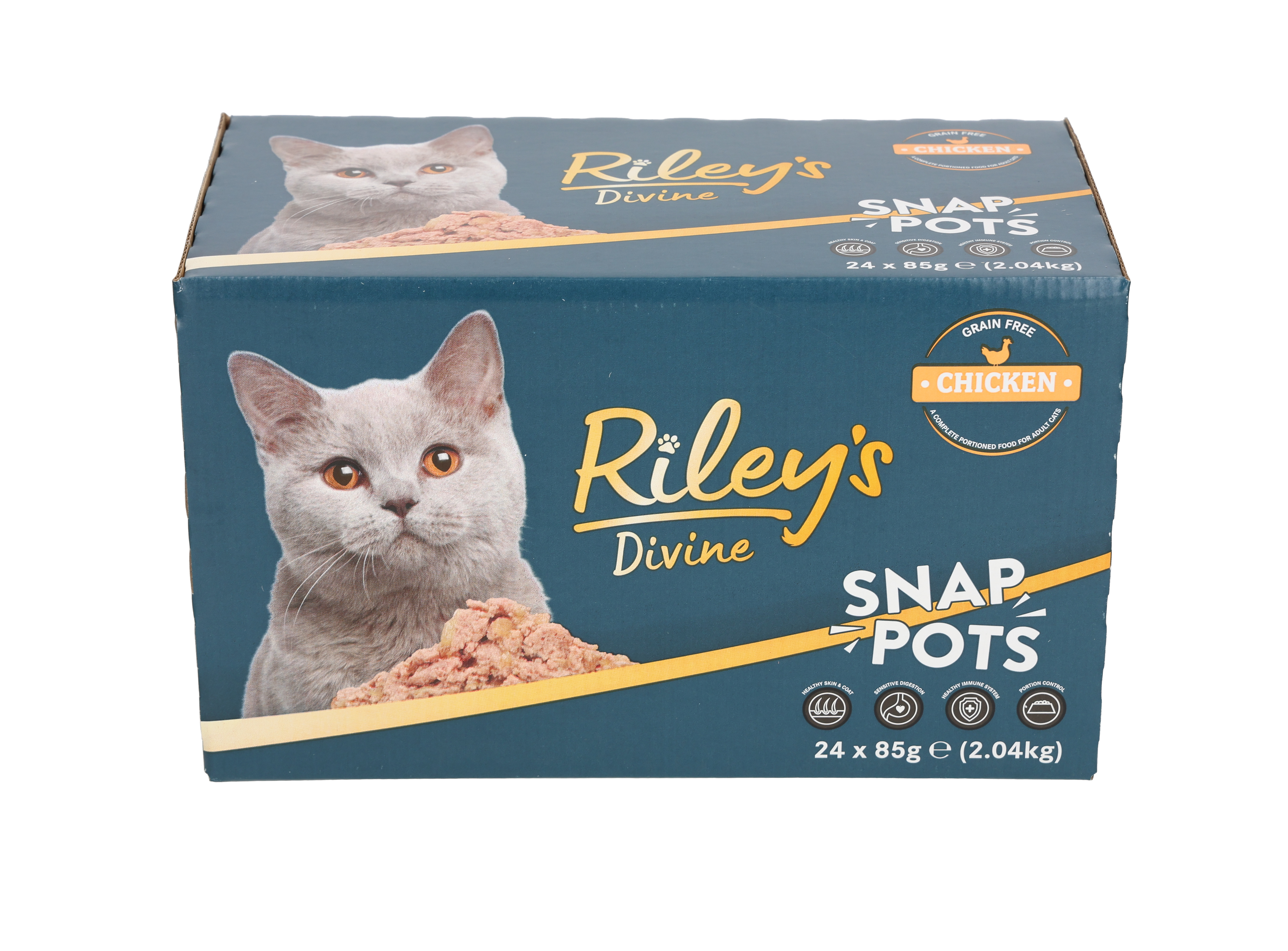 Riley's Riley'S Divine Grain Free Snap Pots Chicken Adult Dry Cat Food pet food packaging