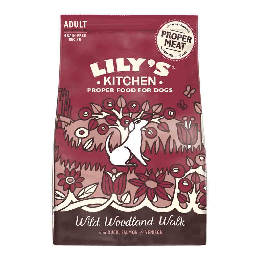 Lily's Kitchen Lily'S Kitchen 38 Woodland Walk For Dogs Duck Salmon Venison Adult Dry Dog Food pet food packaging