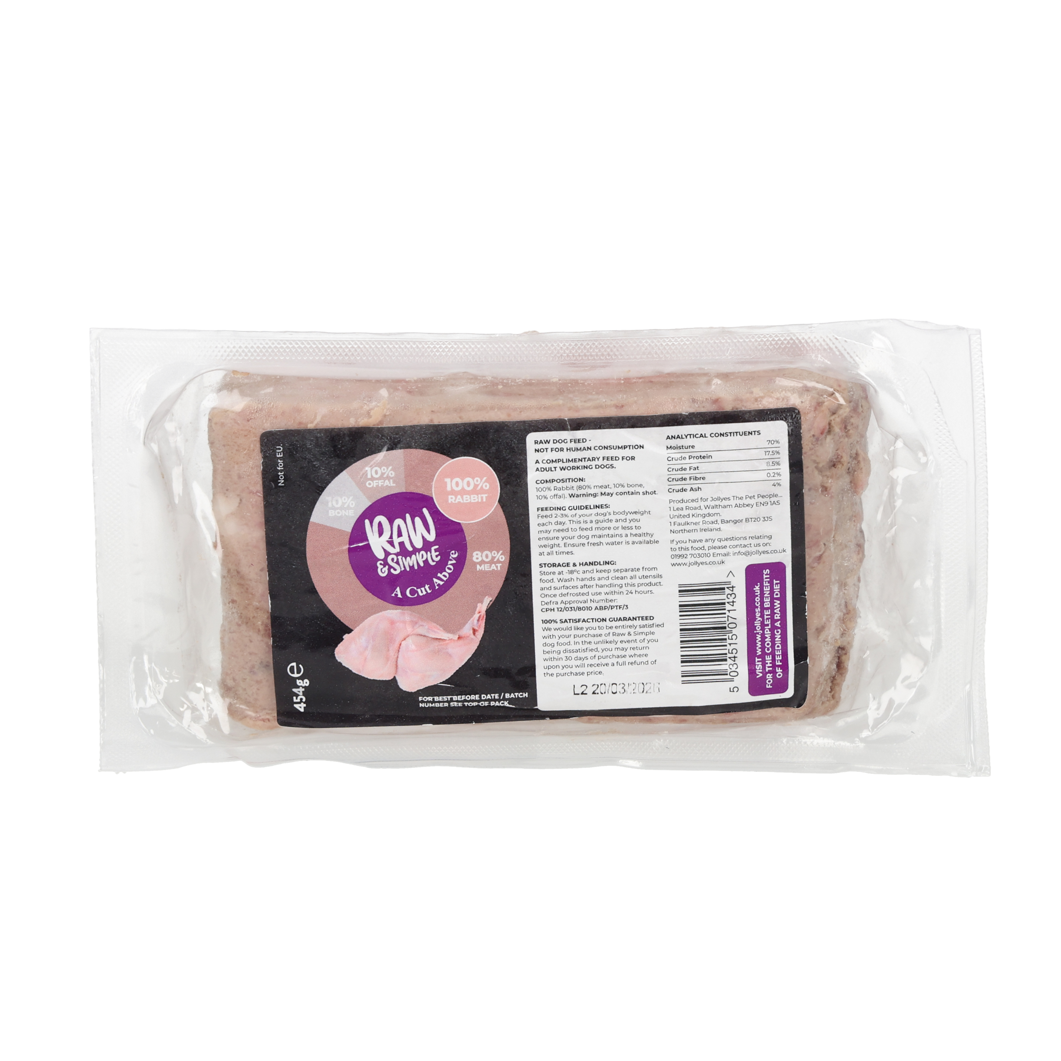 Jollyes Brand Jollyes Brand Raw Simple Cut Above Mince Rabbit Adult Dry Dog Food pet food packaging
