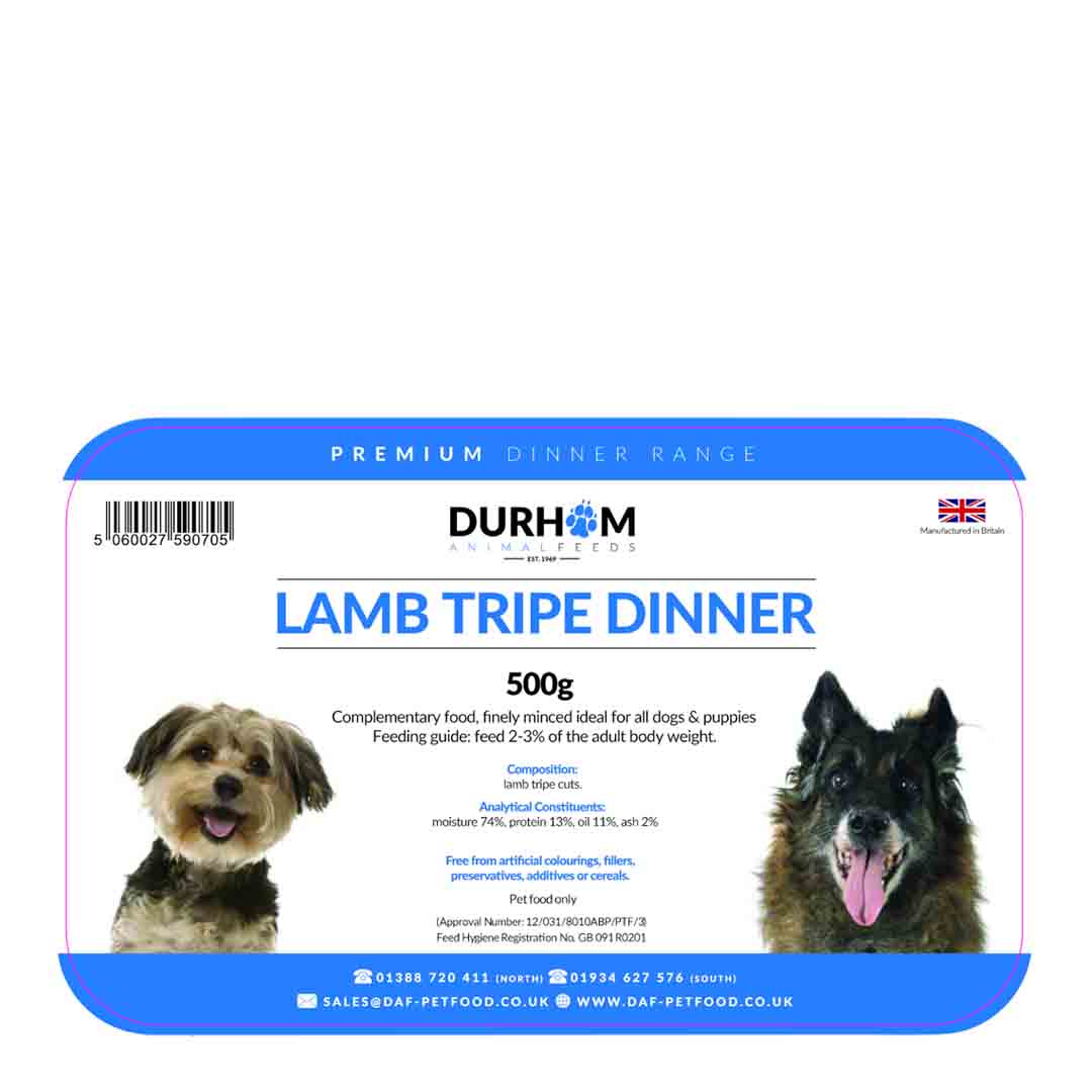 Durham Dog Food Lamb Tripe Dinner, 500g Jollyes
